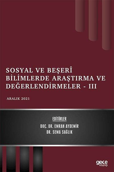 Sosyal ve Beşeri Bilimlerde Araştırma ve Değerlendirmeler 3 - Aralık 2021 kapağı