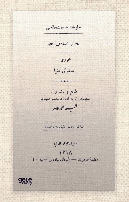 Bir Tesadüf - Osmanlıca kapağı